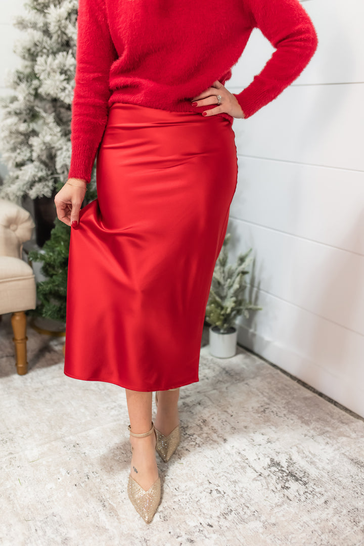 The Christmas Crimson Midi Skirt