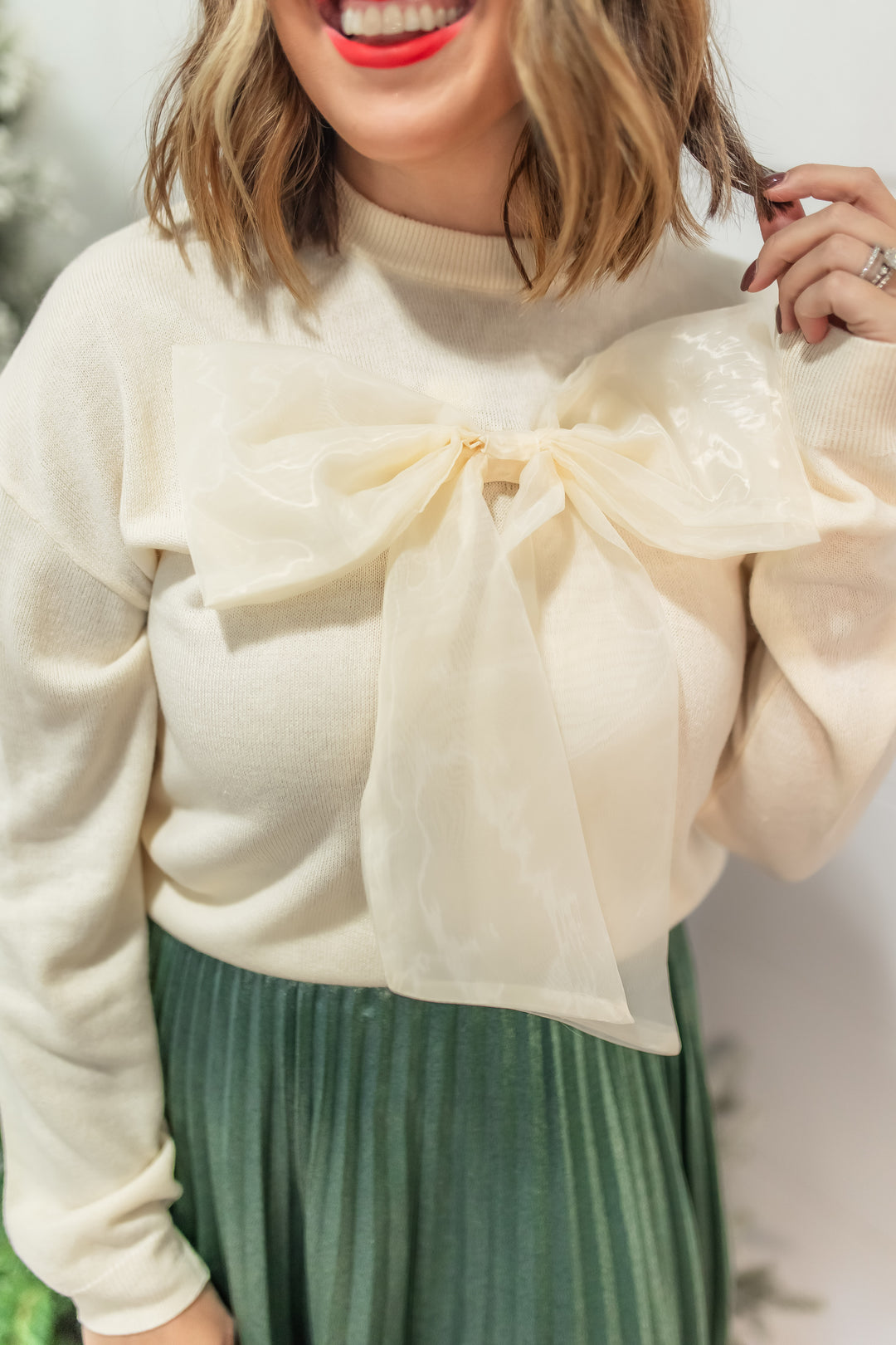 The Chic Tulle Tie Sweater