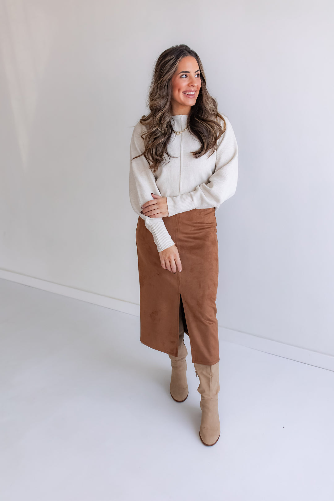 The Spiced Suede Midi Skirt