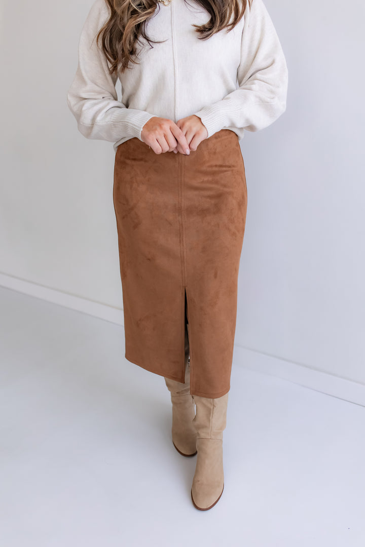 The Spiced Suede Midi Skirt