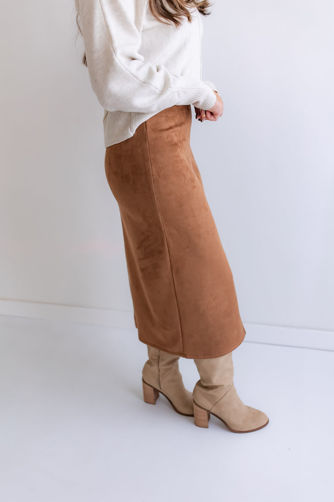 The Spiced Suede Midi Skirt