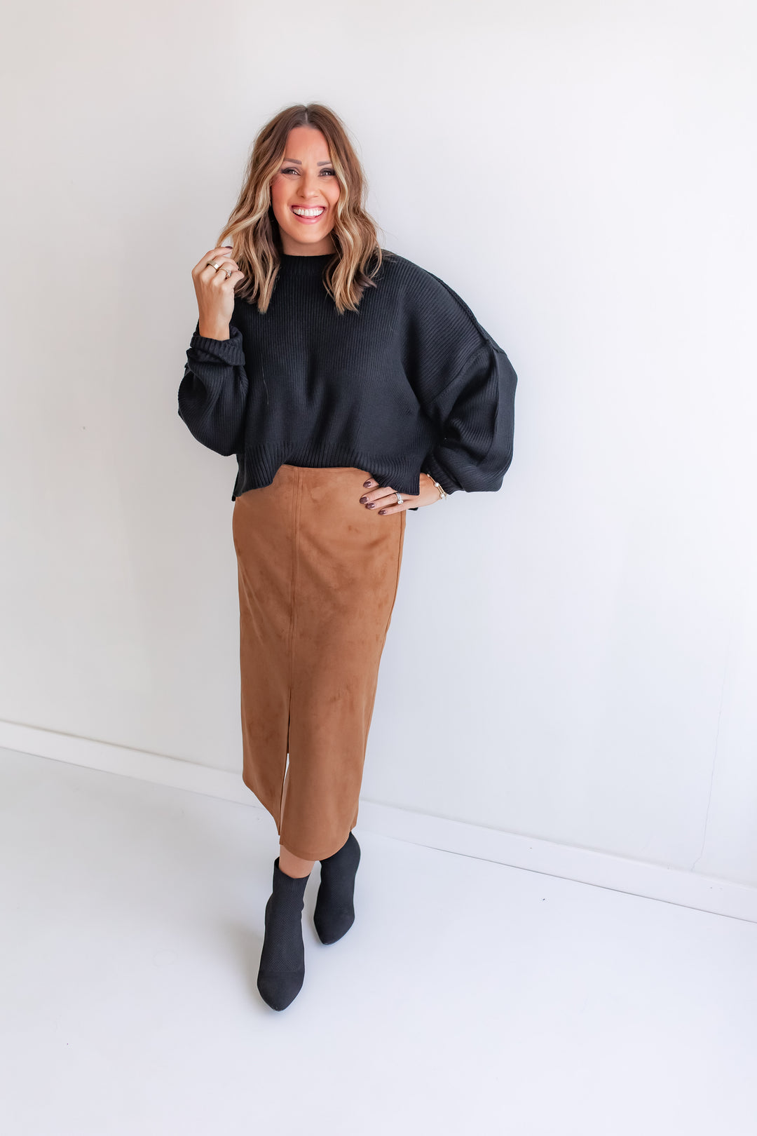 The Spiced Suede Midi Skirt
