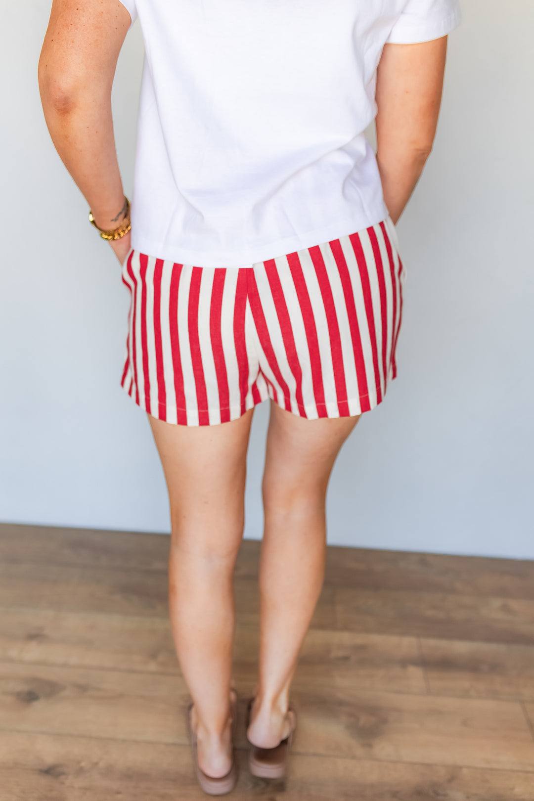 The Georgia Stripe Shorts - Red - One Eleven Olive Boutique