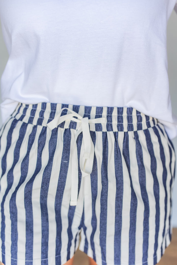 The Georgia Stripe Shorts - Navy - One Eleven Olive Boutique