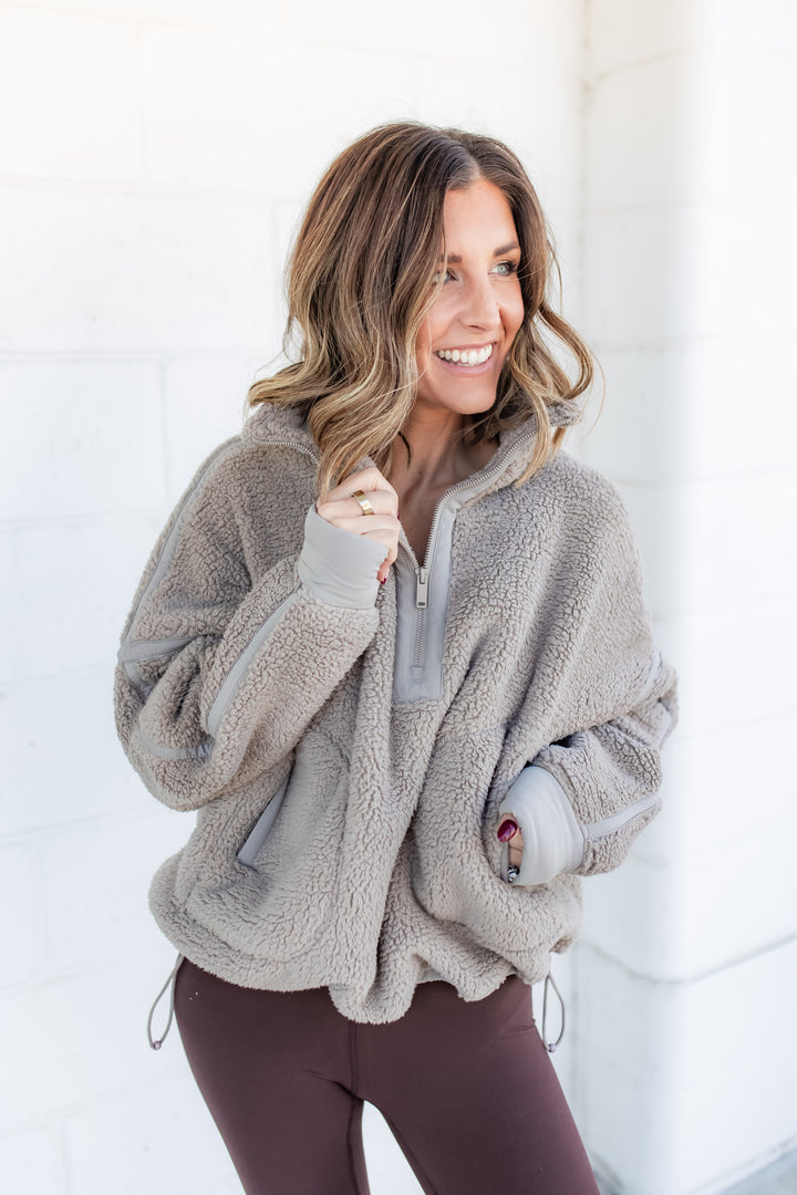 The Stick Season Sherpa Pullover - Taupe