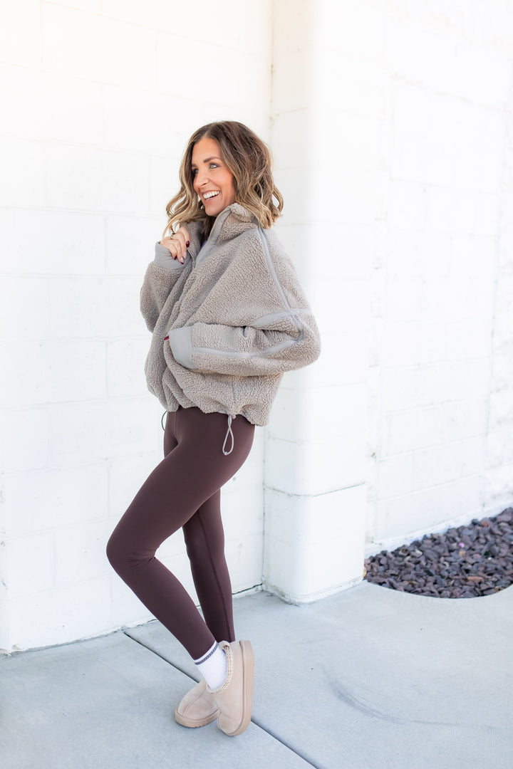 The Stick Season Sherpa Pullover - Taupe