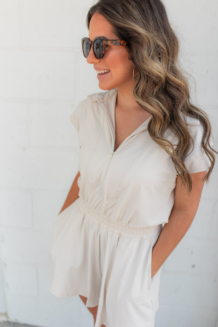 The Out All Day Romper - Beige