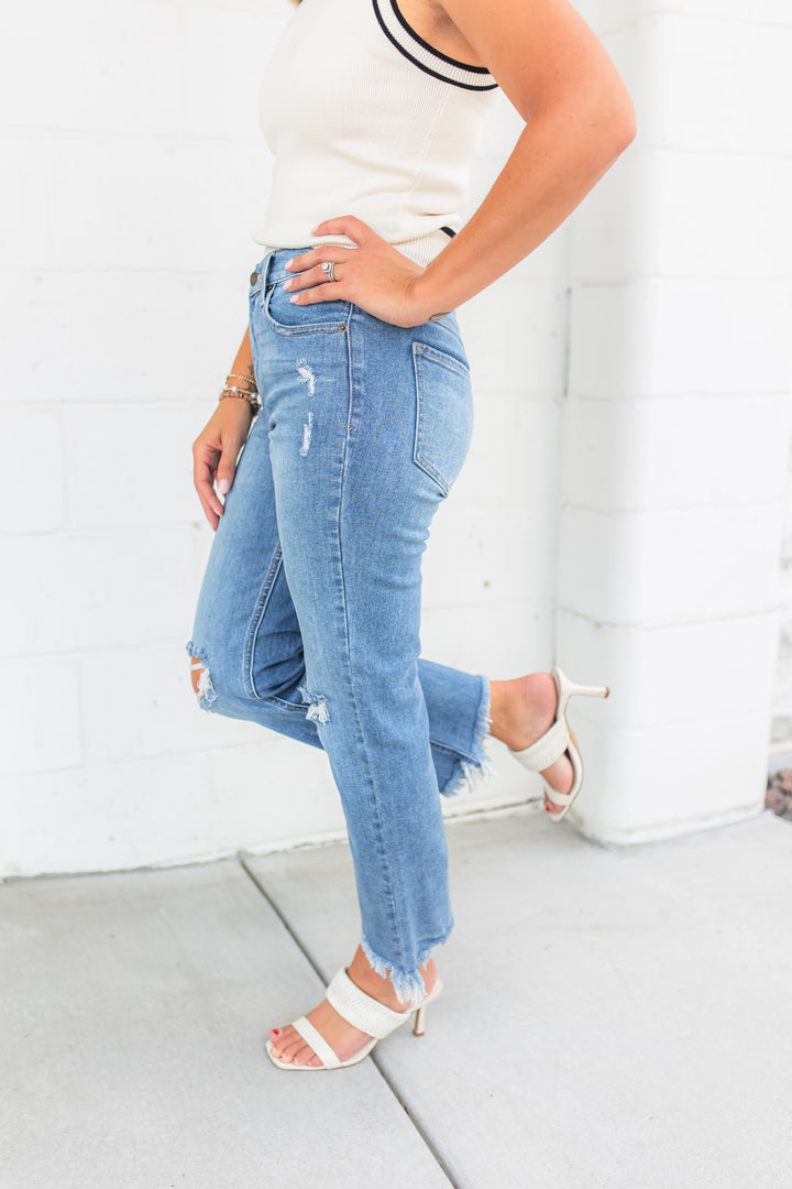 The Fine Day High Rise Straight Leg Jeans