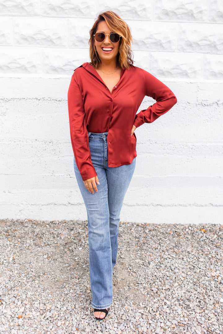 The Sophisticated Sass Top - Burnt Cinnamon