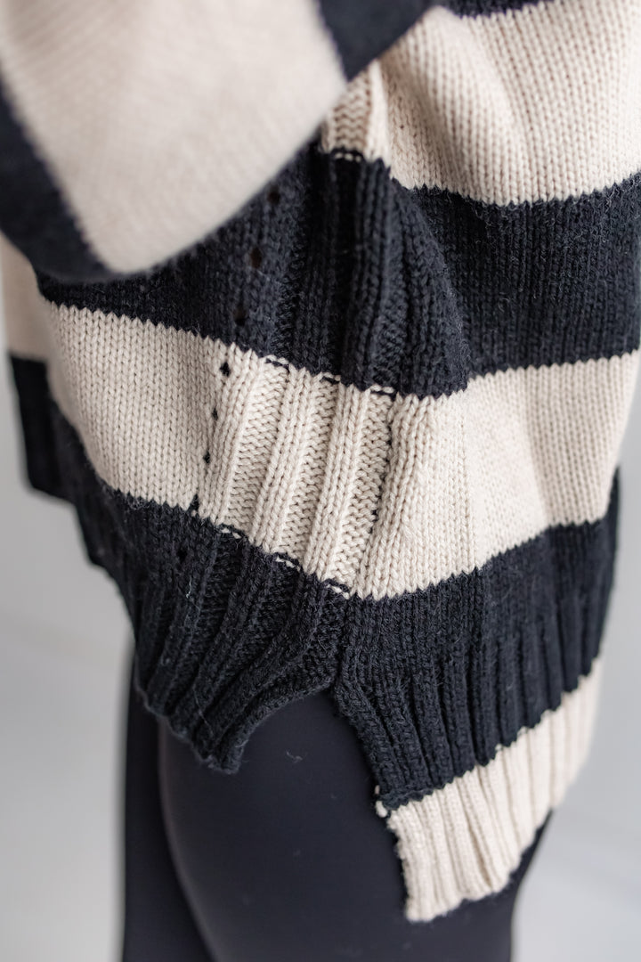 The Kaila Knit Sweater - Black/Cream