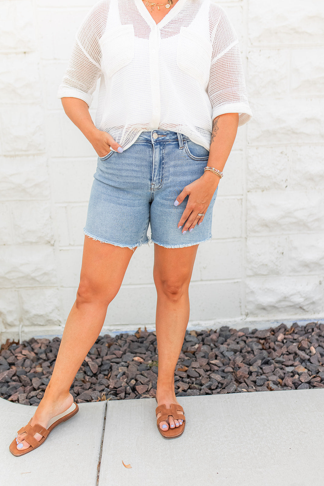 The Loretta Midi Denim Shorts