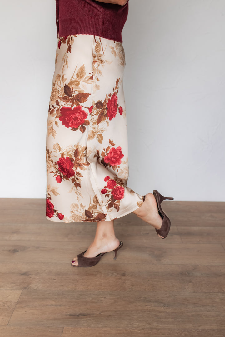 The Lola Floral Midi Skirt - One Eleven Olive Boutique