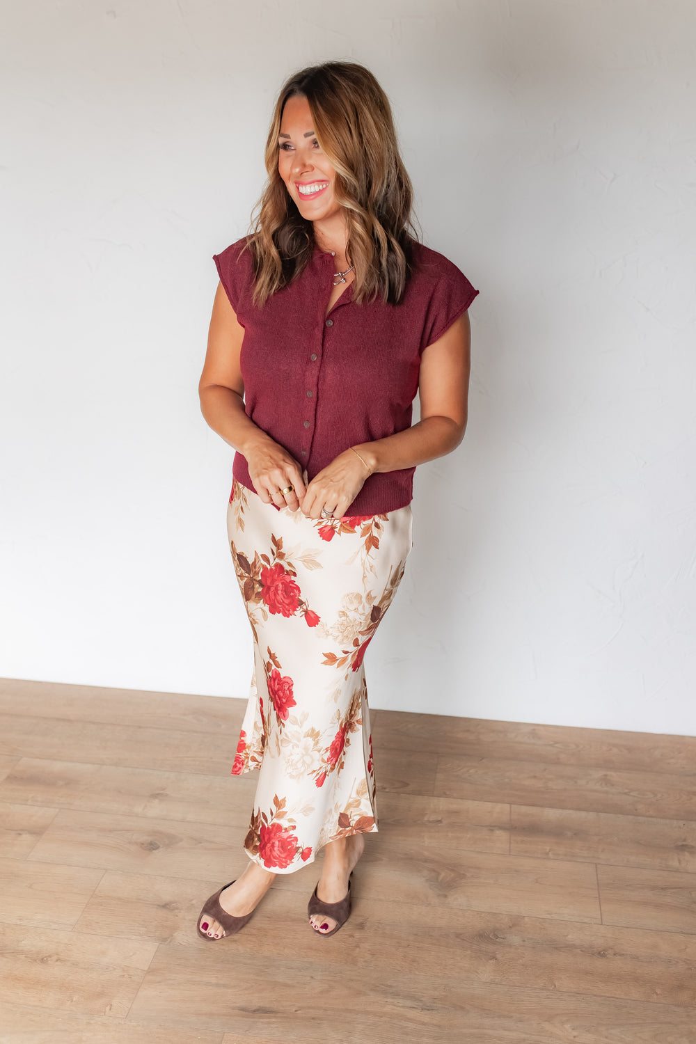 The Lola Floral Midi Skirt - One Eleven Olive Boutique