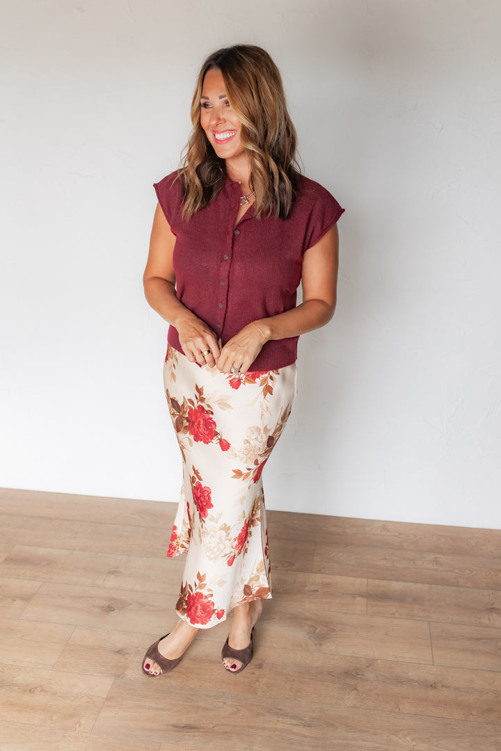 The Lola Floral Midi Skirt - One Eleven Olive Boutique