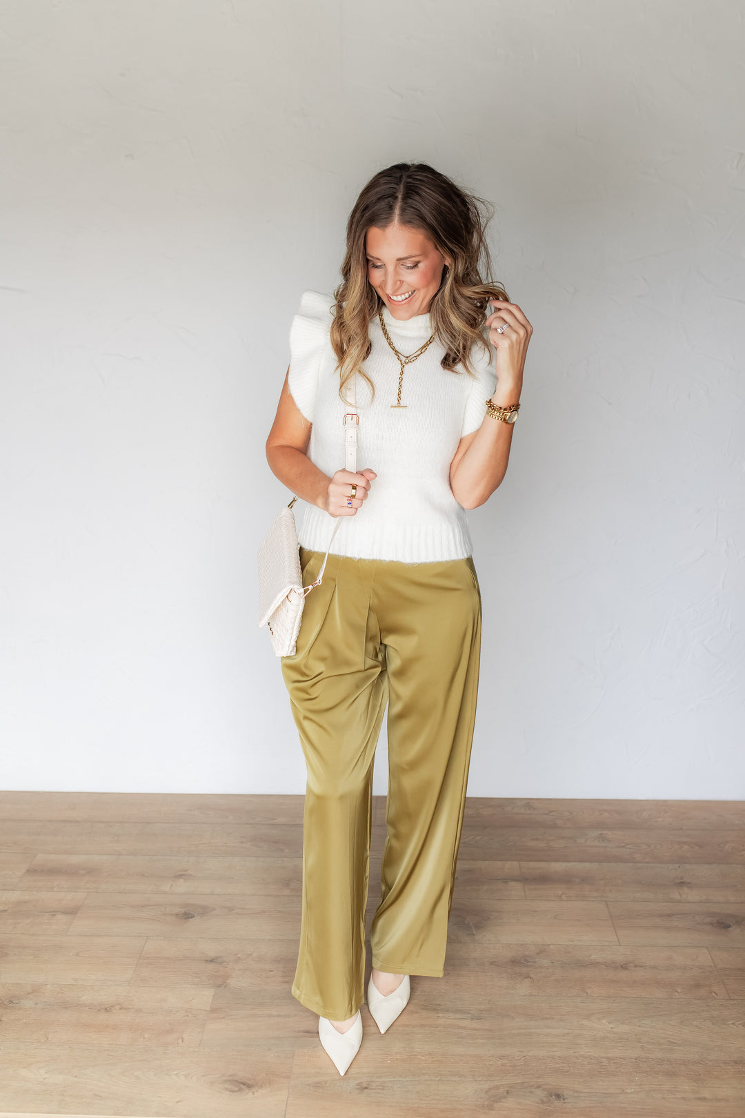 The Ada Ruffle Sleeve Sweater - Cream - One Eleven Olive Boutique