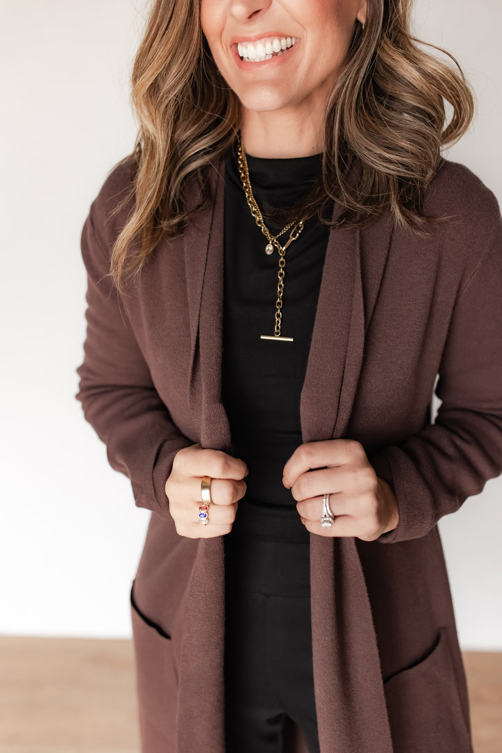 The Lana Duster Cardigan - Espresso - One Eleven Olive Boutique
