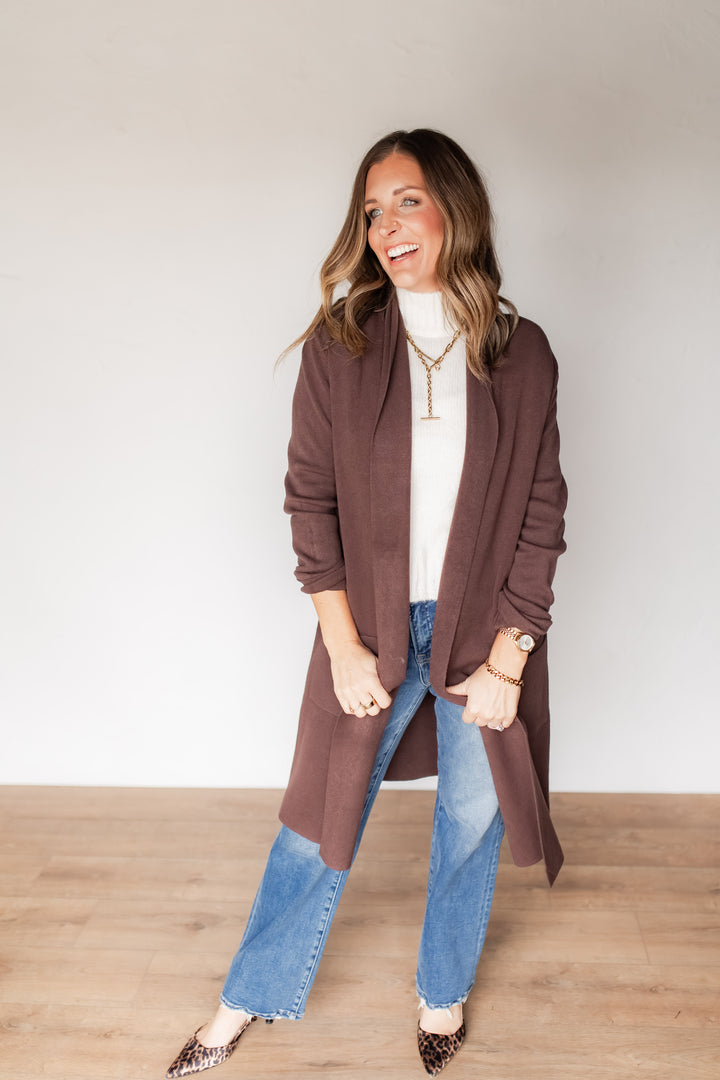 The Lana Duster Cardigan - Espresso - One Eleven Olive Boutique