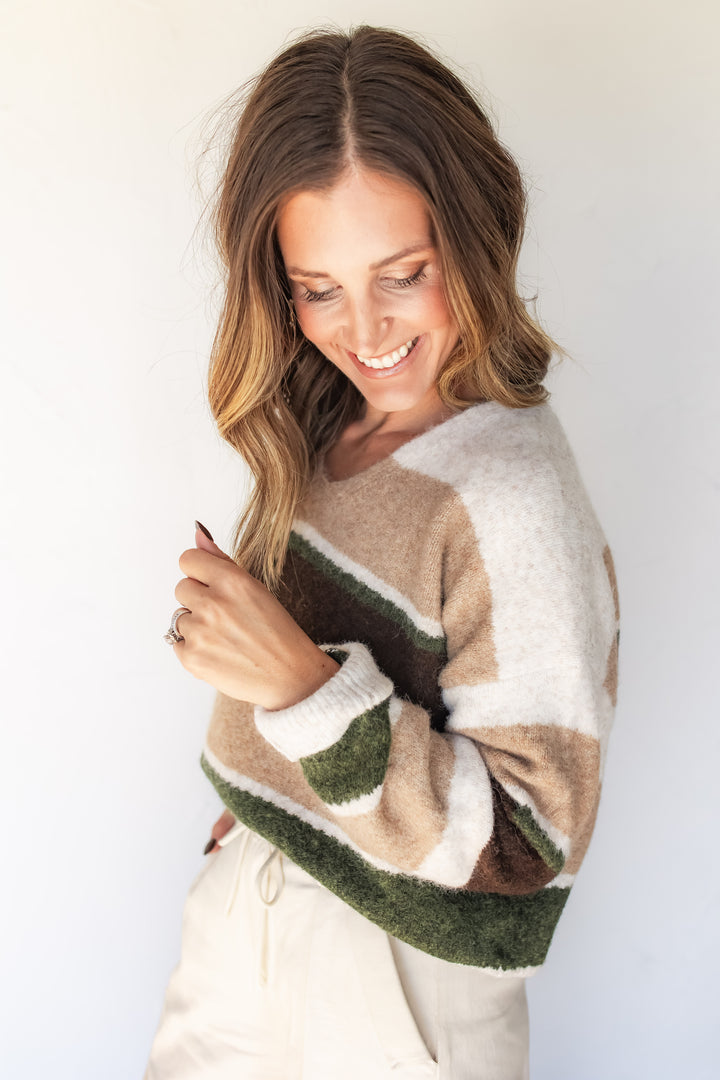 The Hudson Striped Sweater - Brown