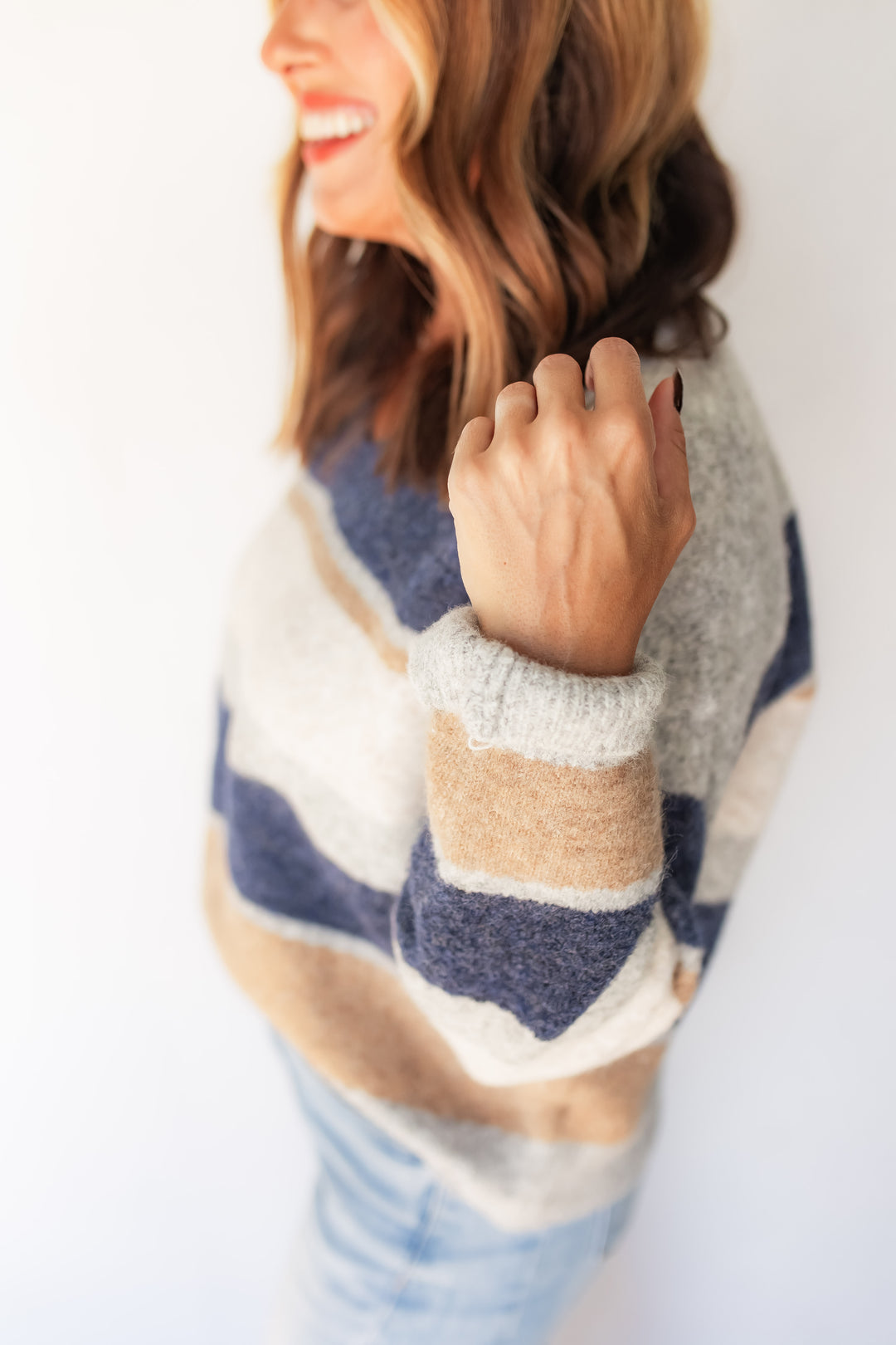 The Hudson Striped Sweater - Navy
