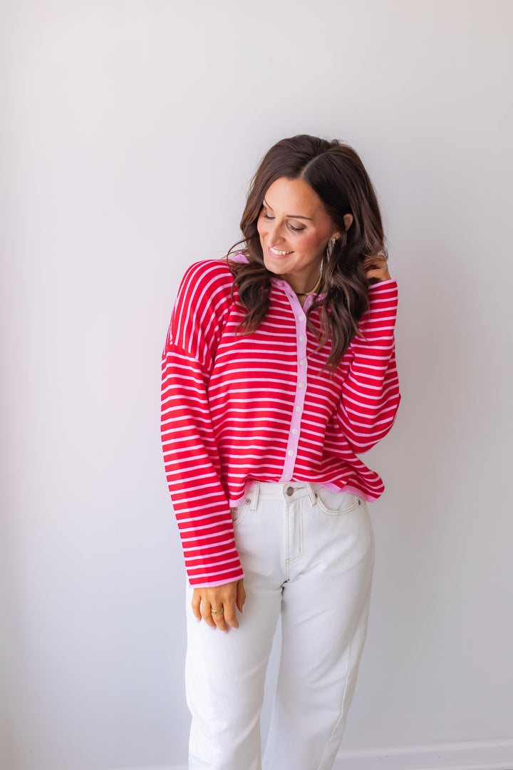 The Karlie Striped Cardigan