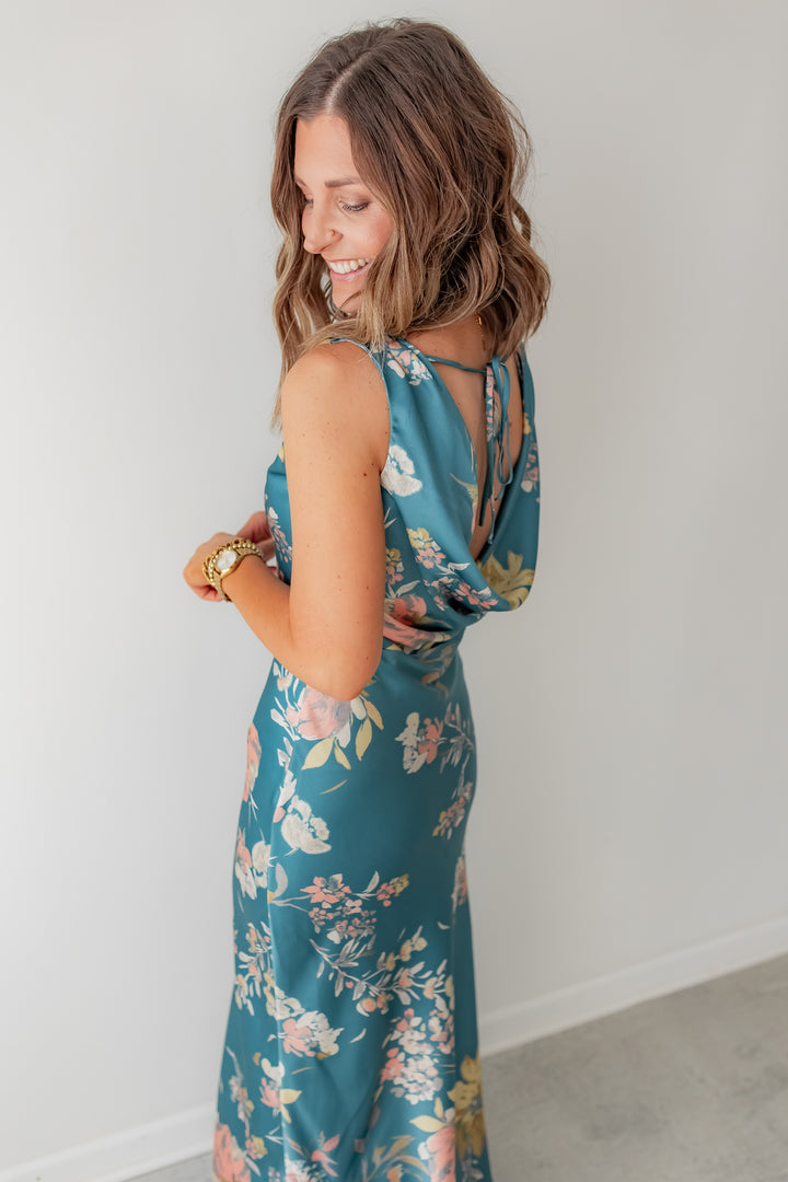 The Daryn Floral Satin Maxi Dress