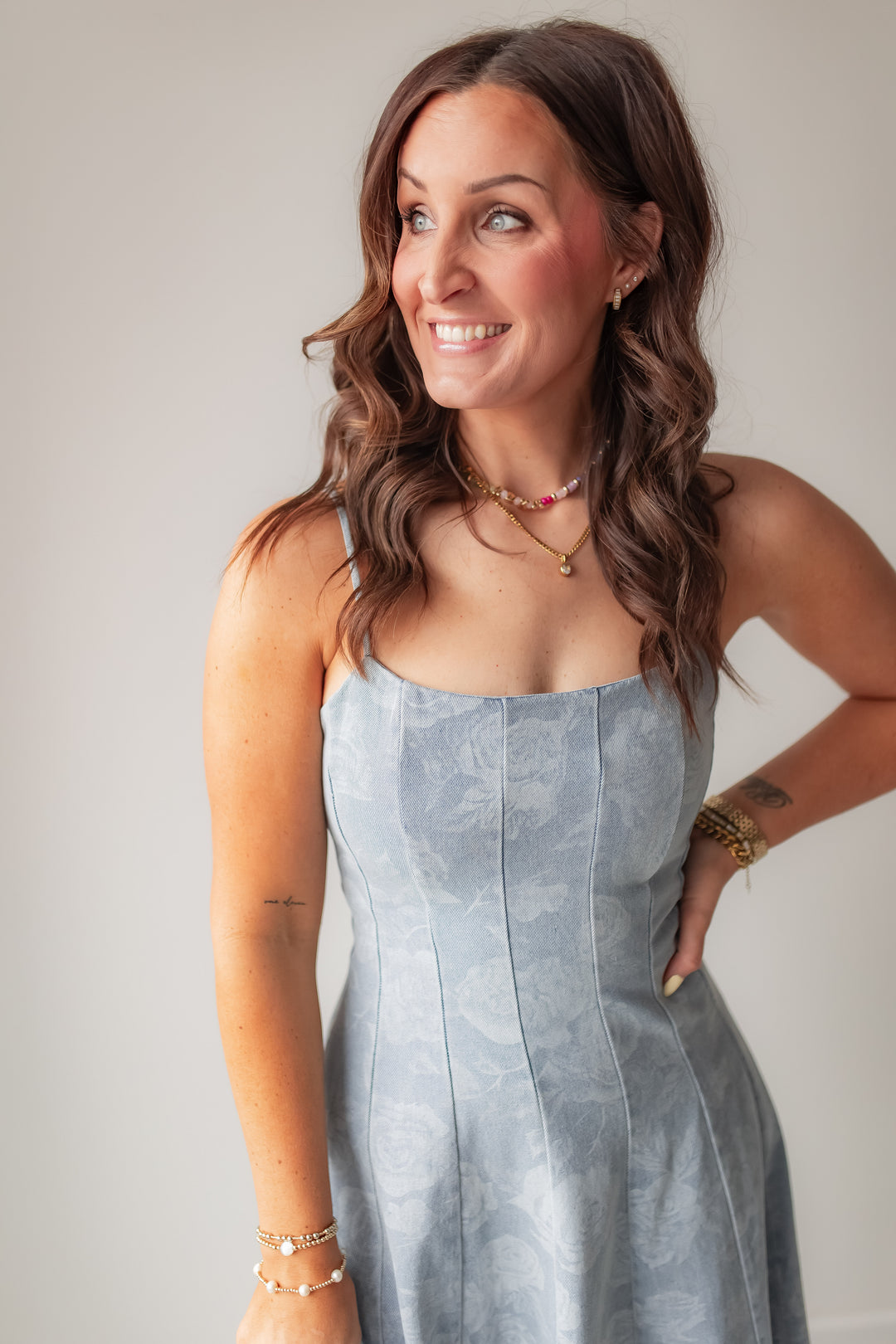 The Bloom Theory Denim Dress - One Eleven Olive Boutique