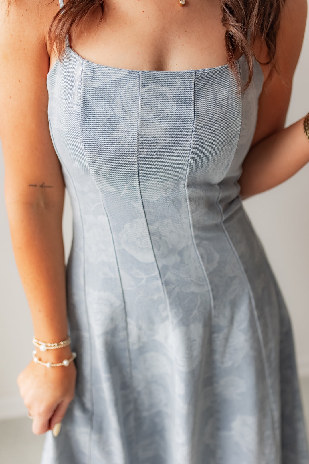 The Bloom Theory Denim Dress - One Eleven Olive Boutique