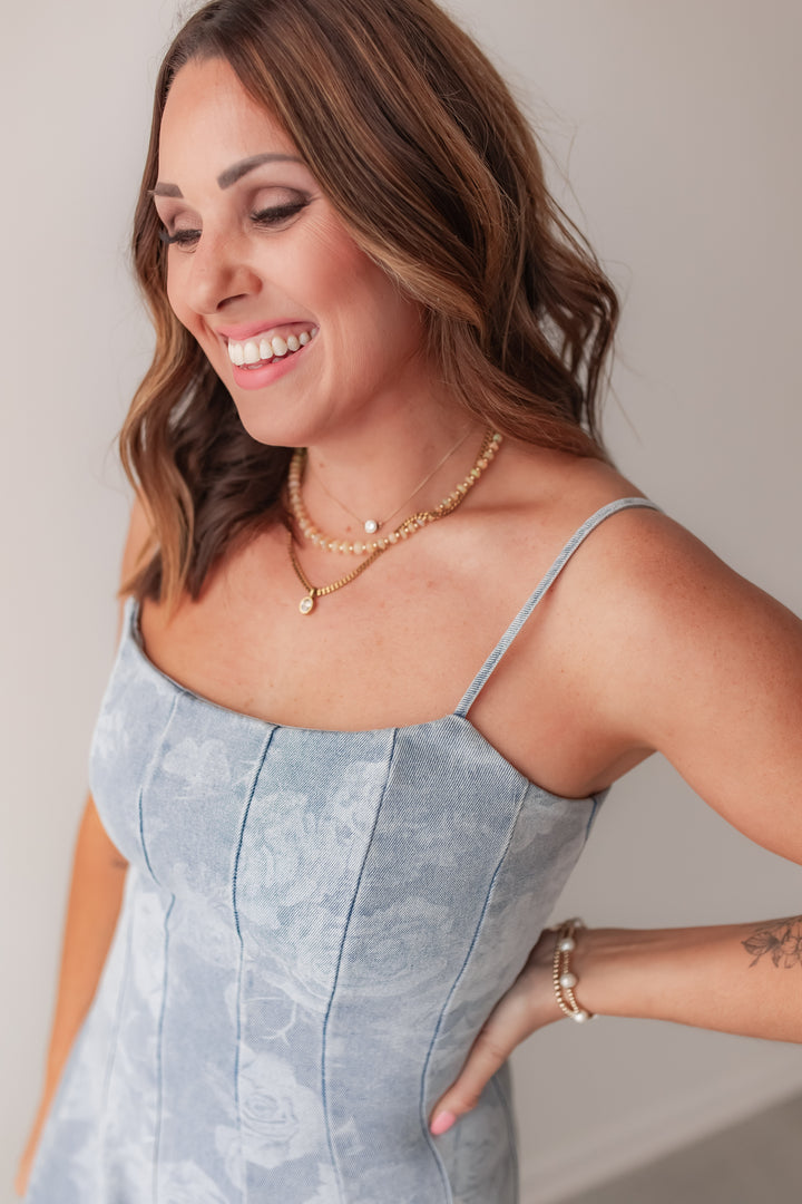 The Bloom Theory Denim Dress - One Eleven Olive Boutique