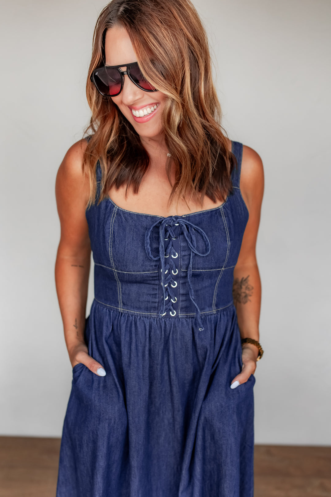 The Hollie Denim Dress - One Eleven Olive Boutique