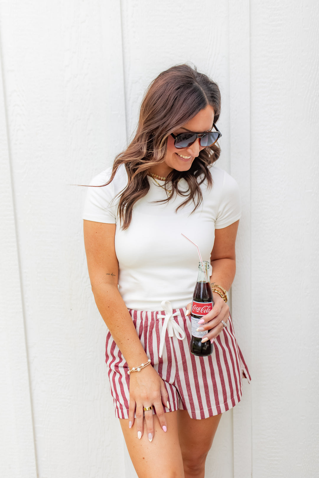 The Sorina Stripe Shorts - Red - One Eleven Olive Boutique