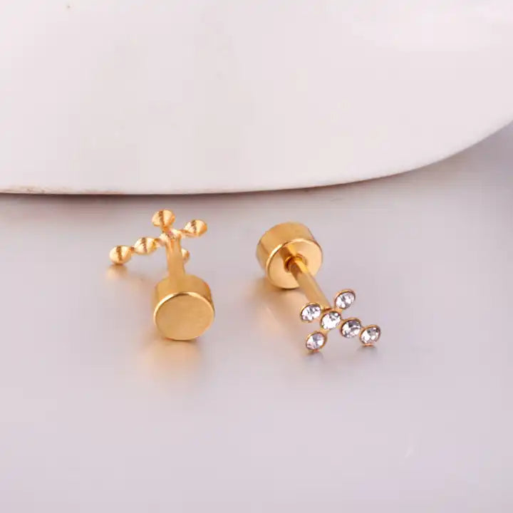 The Clara Cross Flatback Stud [Linny & Co]