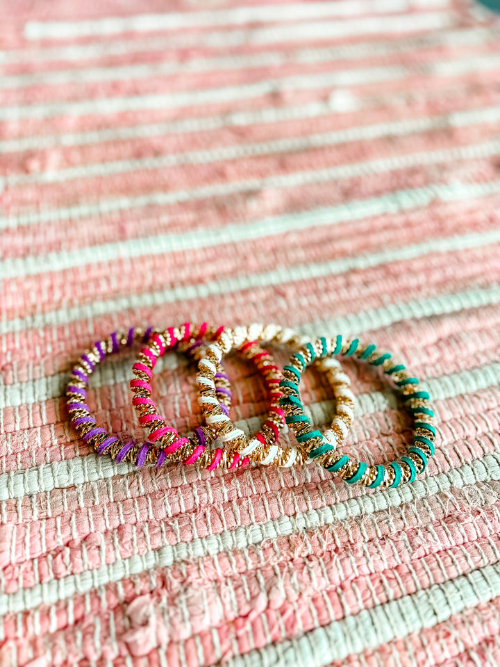 The Gold & Colored Coil Bracelets
