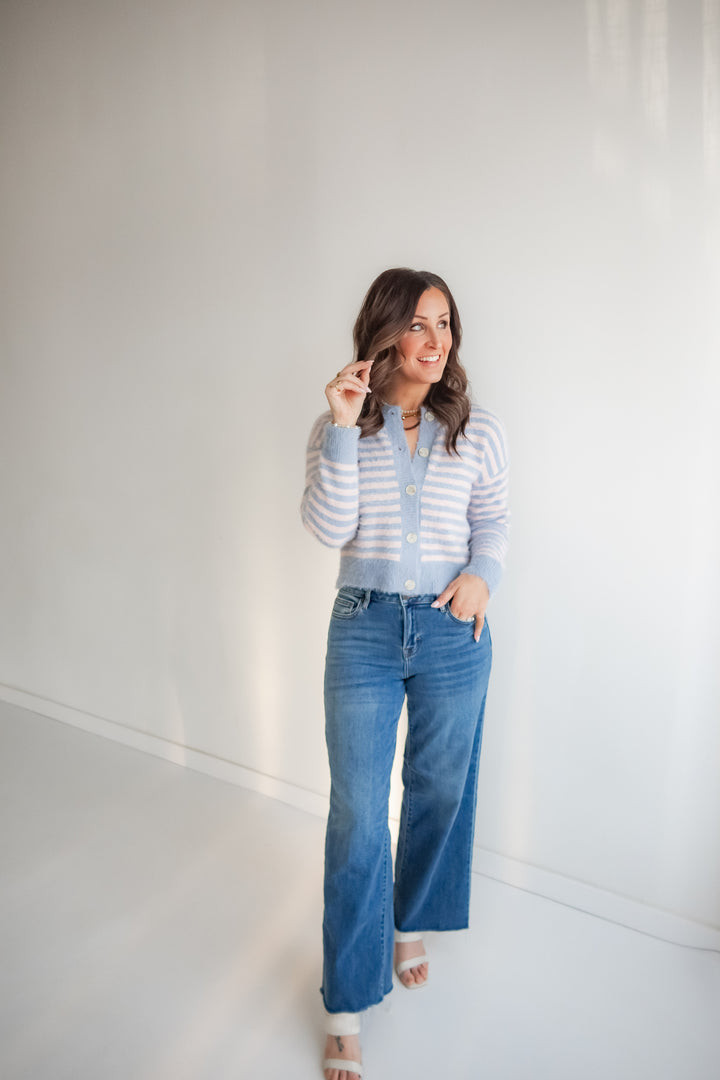 The Soft Focus Cardigan - Pink/Blue - One Eleven Olive Boutique