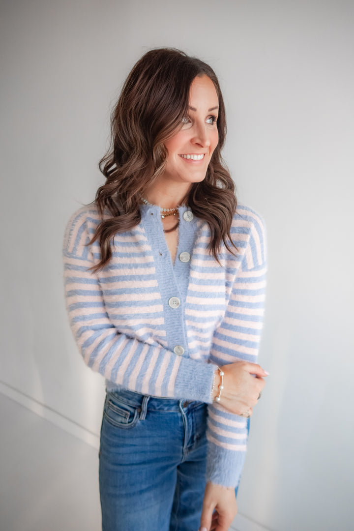 The Soft Focus Cardigan - Pink/Blue - One Eleven Olive Boutique