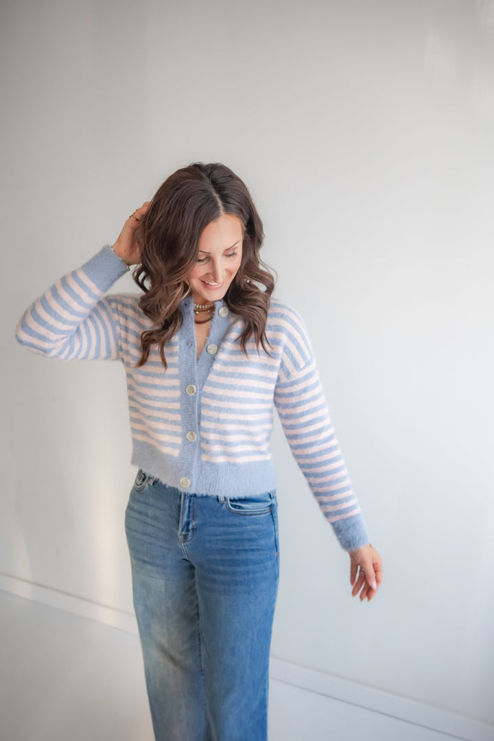 The Soft Focus Cardigan - Pink/Blue - One Eleven Olive Boutique