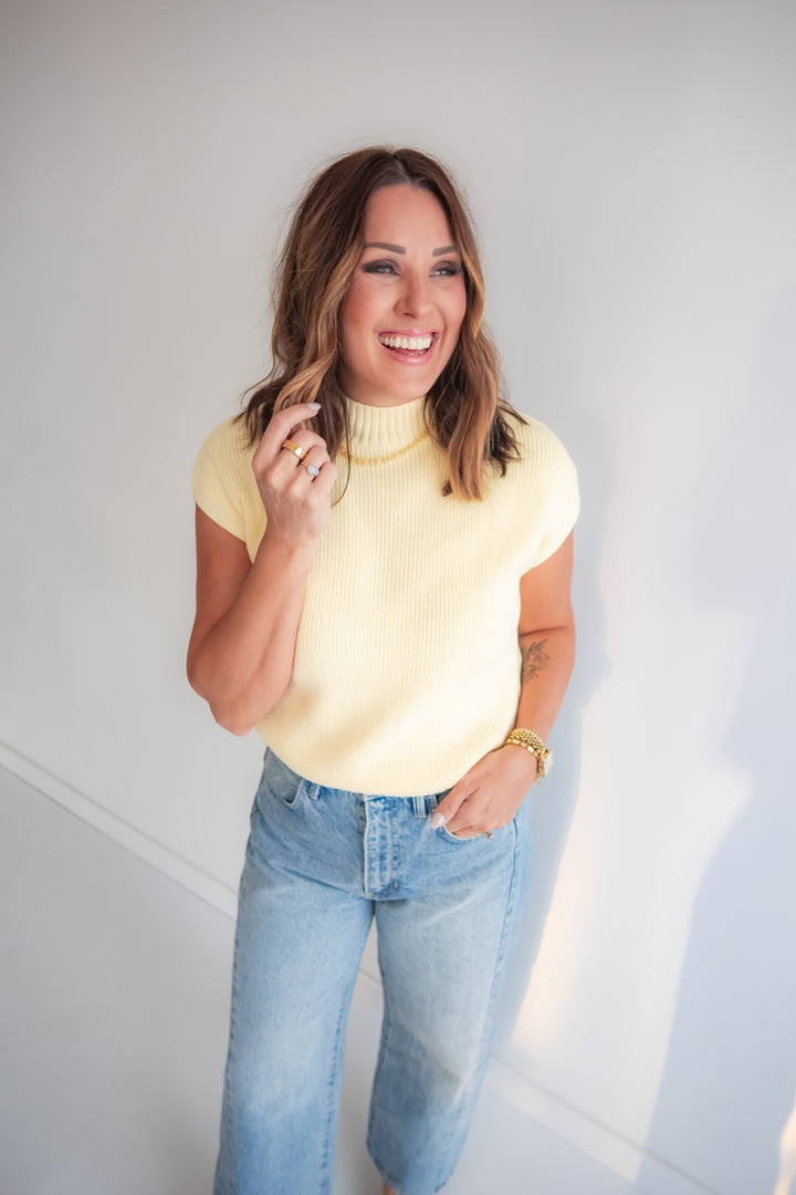 The Sweet Balance Mockneck Top - Yellow