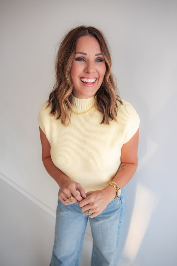 The Sweet Balance Mockneck Top - Yellow
