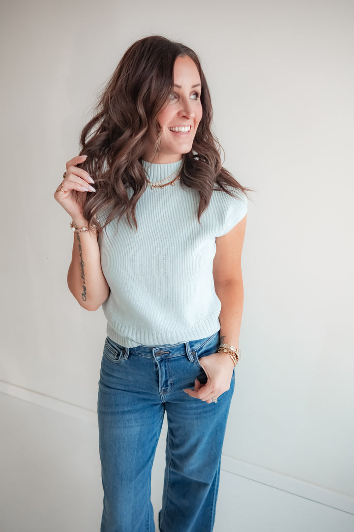 The Sweet Balance Mockneck Top - Blue
