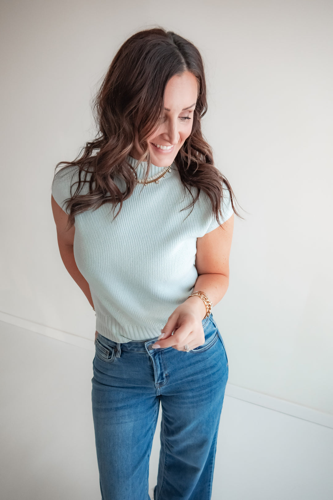 The Sweet Balance Mockneck Top - Blue