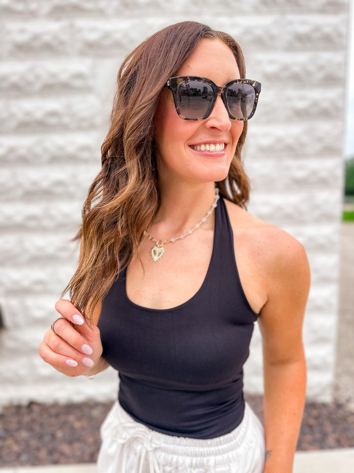 The Clean Line Halter Top - Black
