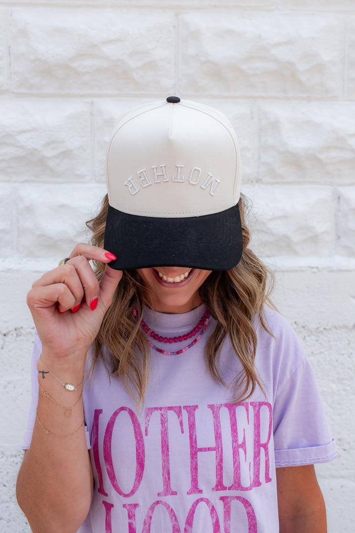 The 'MOTHER' Trucker Hat - Cream/Black