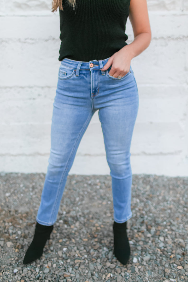 The Jeanne High Rise Slim Straight Jeans