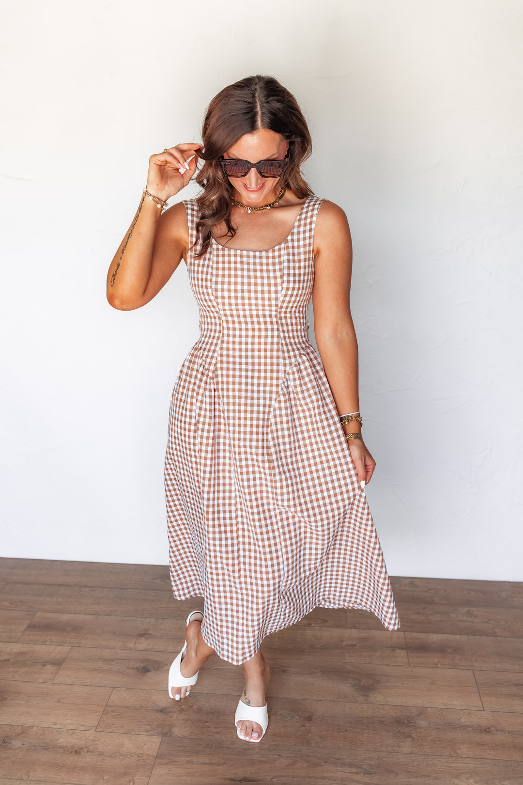 The Shoreline Gingham Midi Dress - One Eleven Olive Boutique