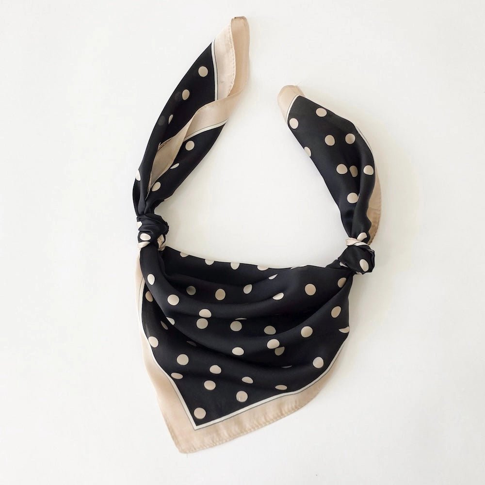 The Black Polka Dot Square Scarf - One Eleven Olive Boutique