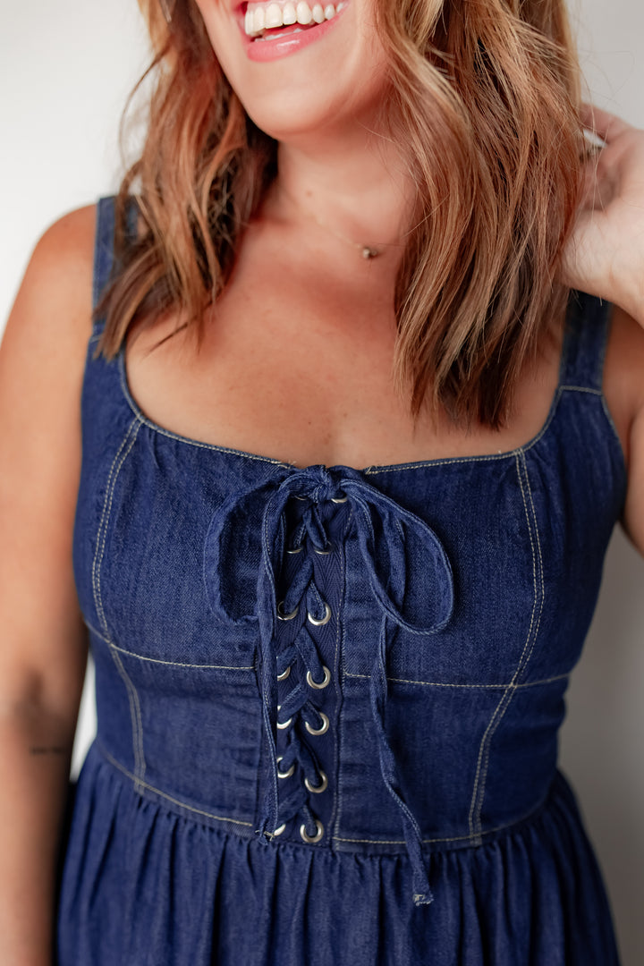 The Hollie Denim Dress - One Eleven Olive Boutique