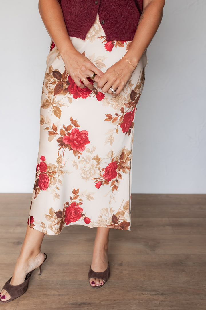 The Lola Floral Midi Skirt - One Eleven Olive Boutique