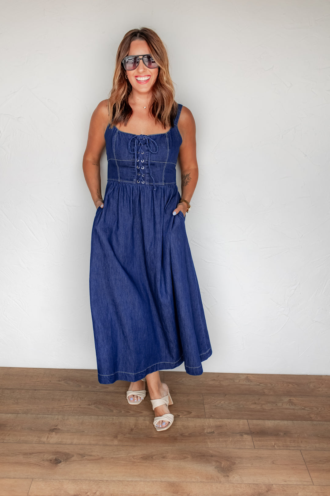 The Hollie Denim Dress - One Eleven Olive Boutique