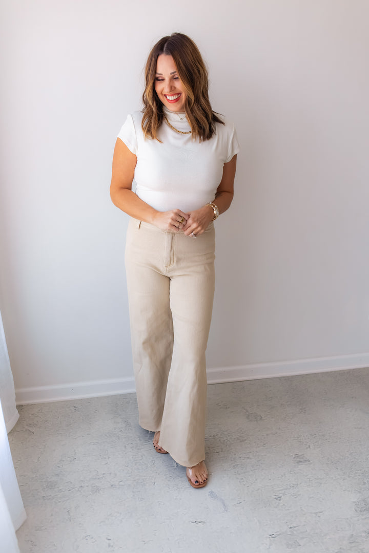 classic white layering top with cap sleeves
