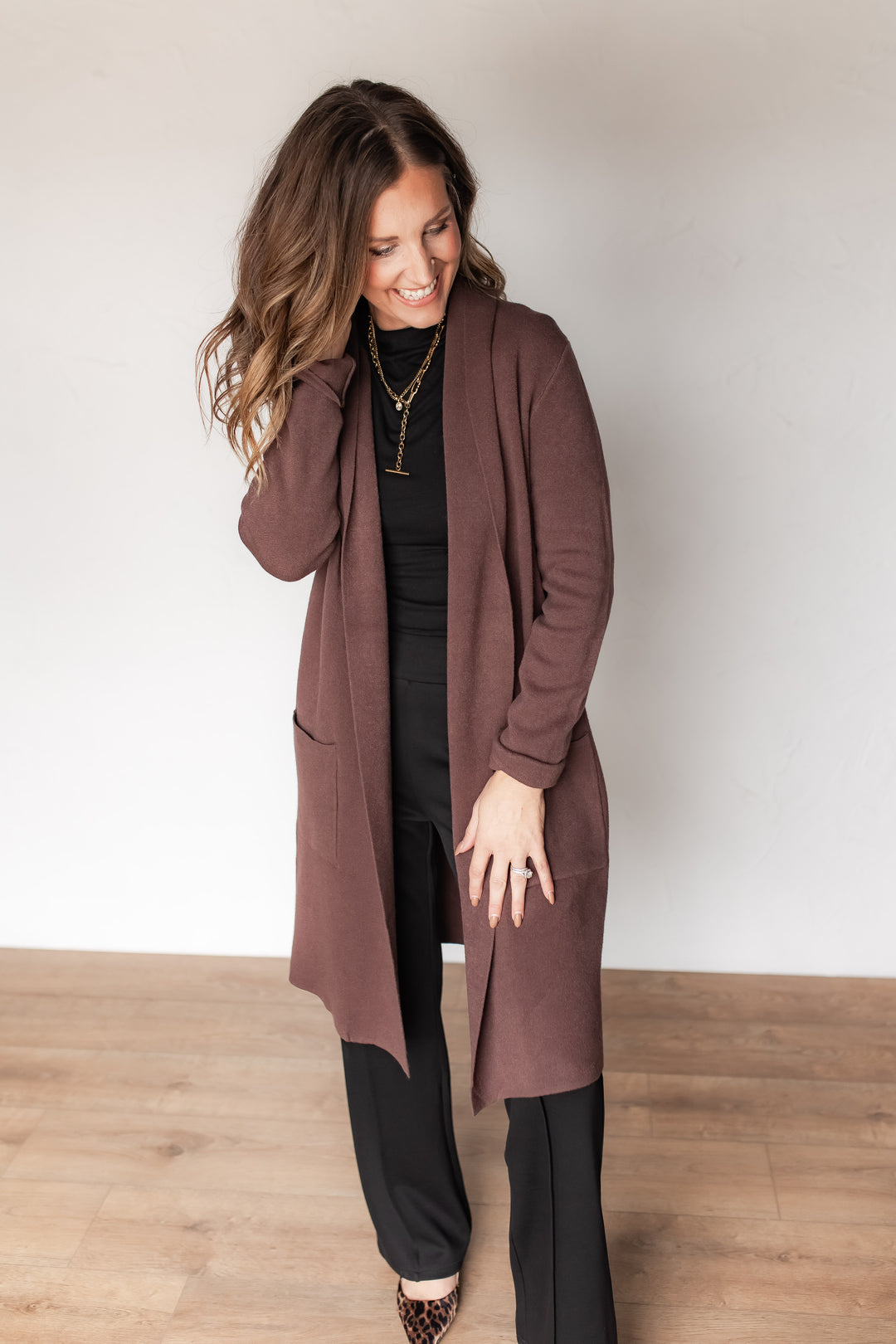 The Lana Duster Cardigan - Espresso - One Eleven Olive Boutique