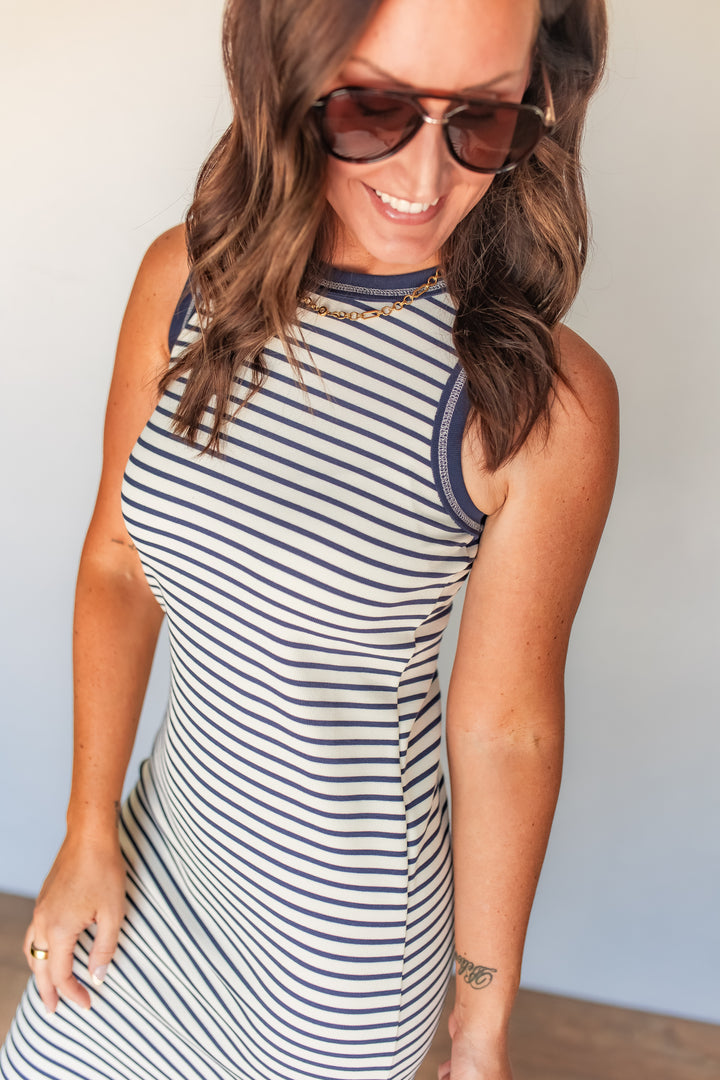The Carolina Striped Midi Dress - One Eleven Olive Boutique